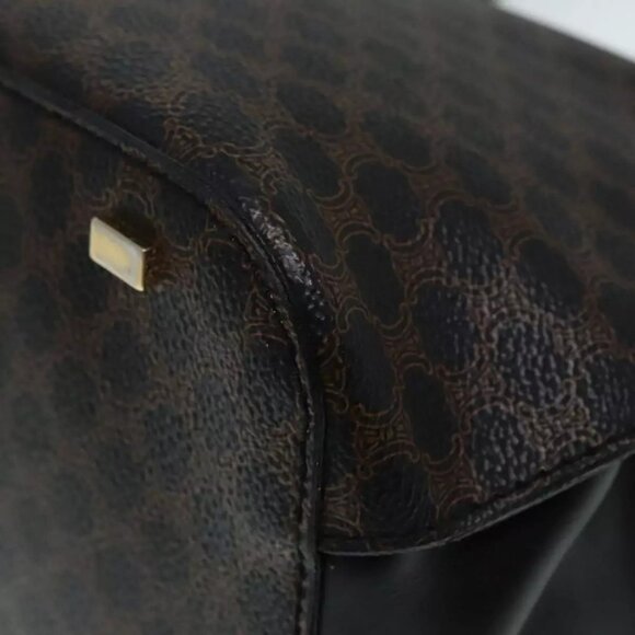 CELINE Macadam Canvas Hand Bag PVC Leather Black Gold Auth 91011 - Picture 5 of 16